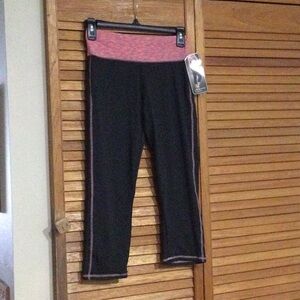 Black and Pink Athletic Capri Leggings